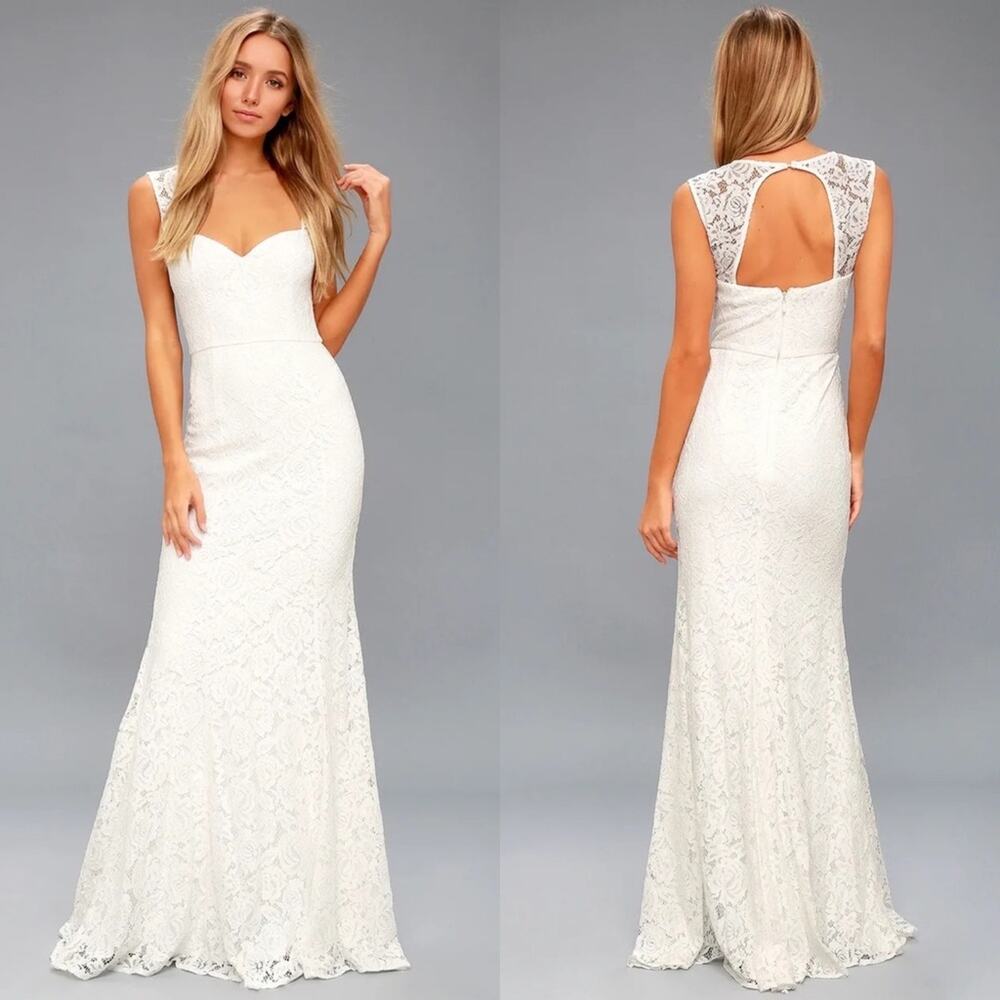 NWT Lulus‎ Rosetta White Lace Maxi Dress
